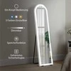 Viso ūgio veidrodis su LED apšvietimu, 150 x 40 cm, arkos formos, reguliuojamas, 3 šviesos spalvos, pastatomas arba montuojamas ant sienos, baltas