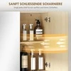 Vonios kambario spintelė, veidrodinės durelės, atviros lentynos, tvirtinama prie sienos, MDF, medžio drožlių plokštė, ąžuolo spalvos