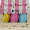 HISKIN Candy Christmas Gift rinkinys lūpų priežiūrai (pilingas + balzamas + lūpų blizgis)