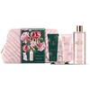 Set The Luxury Bathing Company: Velvet Rose & Peony Cleansing & Refreshing Dušo želė For All Skin Types, 250 ml + Velvet Rose & Peony Moisturizing Hand Kreminis, 50 ml + The Luxury Bathing Company Cleanse & Scrub Body Sponge + The Luxury Bathing Company Zip