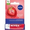 Nivea 24H Moisture lūpų dažai su braškių blizgesiu, 4,8 g