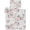 Bobono Patalynės komplektas kūdikiui su rožiniais bijūnais 75x100cm Newborn