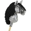 Super Hobby Horse Žirgas ant lazdelės vaikams, pilkas su juoda griva