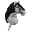 Super Hobby Horse Medinis žirgas su pilku margu kailiu ir juoda karčia