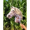Super Hobby Horse Medinis žirgas su kotu – rudas leopardinis su smėlio spalvos karčiais