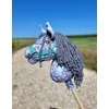 Super Hobby Horse Žirgas ant lazdelės vaikams, pilkas su pilka karčiu
