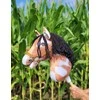 Super Hobby Horse Medinis hobis arkliukas tobiano bėras su juoda karčia