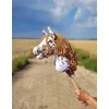 Super Hobby Horse Hobby Horse lazdelinis arkliukas rudas leopardinis su ruda karčiais Premium A4