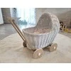 My Sweet Baby Lėlių vežimėlis pintas baltas su medinėmis detalėmis DeCuevas