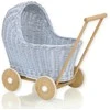 My Sweet Baby Lėlių vežimėlis pintas mėlynas su medinėmis detalėmis Wicker