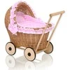 My Sweet Baby Lėlės pintas vežimėlis su rožine patalyne ir paminkštinimu