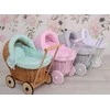 My Sweet Baby Pintas lėlių vežimėlis su mėtų spalvos patalyne