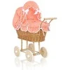 My Sweet Baby Lėlės pintas vežimėlis su persikine patalyne – natūralus