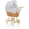 My Sweet Baby Lėlės pintas vežimėlis su pilka patalyne – natūralus