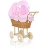My Sweet Baby Lėlės pintas vežimėlis su rožine patalyne – natūralus