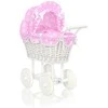 My Sweet Baby Lėlių pintas vežimėlis su rožine patalyne – baltas