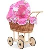 My Sweet Baby Lėlės pintas vežimėlis su rožine patalyne – natūralus