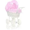 My Sweet Baby Lėlių pintas vežimėlis su rožine patalyne – baltas