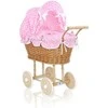 My Sweet Baby Lėlės pintas vežimėlis su rožine patalyne – natūralus