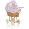 My Sweet Baby Lėlių pintas vežimėlis su rožine patalyne – natūralus