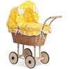 My Sweet Baby Lėlės pintas vežimėlis su gelta patalyne – natūralus