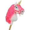 Super Hobby Horse Hobby Horse vienaragis ant lazdos su rožine karčiene ir auksiniu ragu
