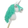 Super Hobby Horse Hobby Horse vienaragis su lazda balta spalva su mėtų karčiais ir sidabriniu ragu