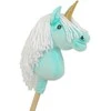 Super Hobby Horse Vienaragis Hobby Horse su lazda mėtų spalvos su balta karčiais ir auksiniu ragu