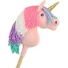 Super Hobby Horse Vienaragis ant lazdos Hobby Horse rožinis su spalvota karčiene ir auksiniu ragu
