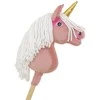 Super Hobby Horse Vienaragis Hobby Horse lazdoje pastelinės rožinės spalvos su balta karčiais A4