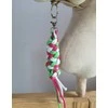 Super Hobby Horse Pavadėlis hobi arkliukui, dvigubas, tamsiai rožinis/šviesiai žalias/baltas