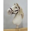 Super Hobby Horse Reguliuojamas kantaras hobi arkliukui rudas su balta pūkuota apdaila