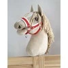 Super Hobby Horse Reguliuojamas kantaras hobi arkliukui A3 raudonas su balta pūkine apdaila