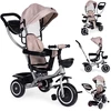 Triratukas-vežimėlis 2-in-1 ECOTOYS, pasukama sėdynė, sulankstomas stogelis, smėlio spalvos