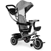 Triratukas-vežimėlis 2-in-1 ECOTOYS, sukioji sėdynė, sudedamas stogelis, pilkas