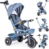 Triratukas 2in1 vežimėlis su pasukama sėdyne, sulankstomas su stogeliu, mėlynas - ECOTOYS
