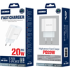 20W PD USB-C Laidinis įkroviklis Jellico AK200 baltos spalvos