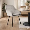 2x modernių velūrinių apmuštų kėdžių komplektas valgomajam svetainei šviesiai pilkos spalvos ModernHome