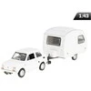 Daffi Carm Modeliukas 1:43 Fiat 126p + Niewiadów caravan, baltos spalvos