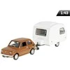 Daffi Carm Modeliukas 1:43 Fiat 126p + Niewiadów caravan, rudos spalvos