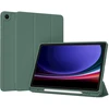 Accezz išmanusis silikoninis atverčiamas dėklas, skirtas Samsung Galaxy Tab A9 Plus – tamsiai žalias