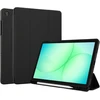 Accezz išmanusis silikoninis atverčiamas dėklas, skirtas Samsung Galaxy Tab A11 Plus / A9 Plus – juodas