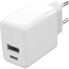 Accezz sieninis įkroviklis – Įkroviklis – USB-C ir USB jungtis – Power Delivery – 20 vatų – Baltas