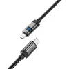Acefast C15-04 USB-C – USB-C kabelis su ekranu 480Mb/s 66W 1.2m – Juodos spalvos
