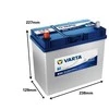 Varta Blue Dynamic akumuliatorius su matmenų schema