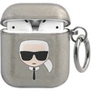 Karl Lagerfeld KLA2UKHGK AirPods dėklas juodos spalvos Glitter Karl`s Head