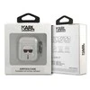 Karl Lagerfeld KLA2UKHGS AirPods dėklas sidabro spalvos Glitter Karl`s Head