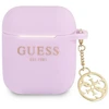 Guess GUA2LSC4EU AirPods dėklas violetinės spalvos silikoninis Charm 4G Collection
