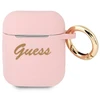 Guess GUA2SSSI AirPods dėklas rožinės spalvos Silicone Vintage Script