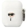 .Karl Lagerfeld KLA2RUNIKH AirPods 1/2 dėklas baltos spalvos Silicone Karl Head 3D